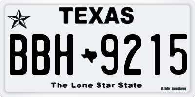 TX license plate BBH9215
