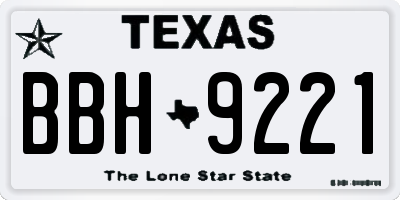 TX license plate BBH9221