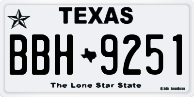 TX license plate BBH9251