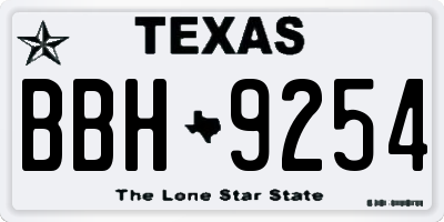 TX license plate BBH9254