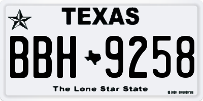 TX license plate BBH9258
