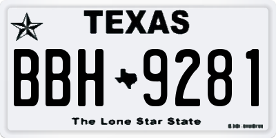 TX license plate BBH9281