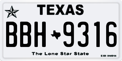 TX license plate BBH9316