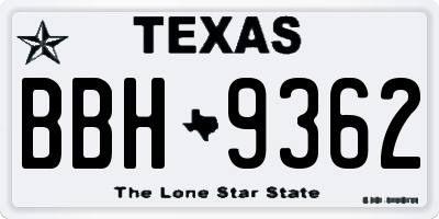 TX license plate BBH9362