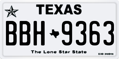 TX license plate BBH9363