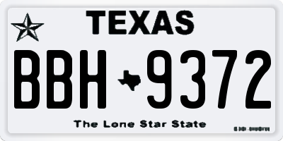 TX license plate BBH9372