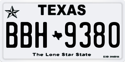 TX license plate BBH9380