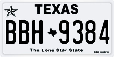 TX license plate BBH9384