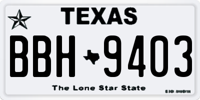 TX license plate BBH9403