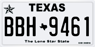 TX license plate BBH9461