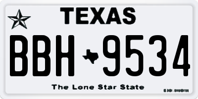 TX license plate BBH9534