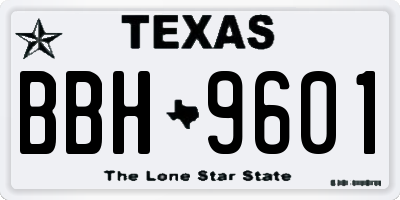 TX license plate BBH9601