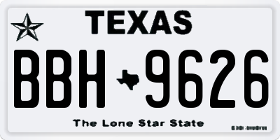 TX license plate BBH9626