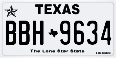 TX license plate BBH9634