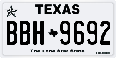 TX license plate BBH9692