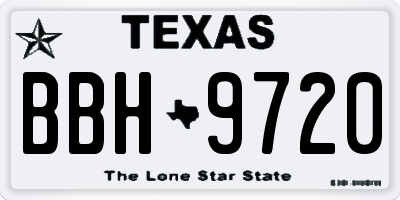 TX license plate BBH9720