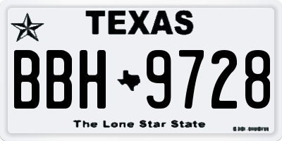 TX license plate BBH9728