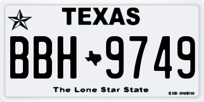 TX license plate BBH9749