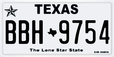 TX license plate BBH9754