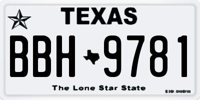 TX license plate BBH9781