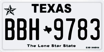 TX license plate BBH9783