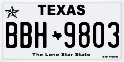 TX license plate BBH9803