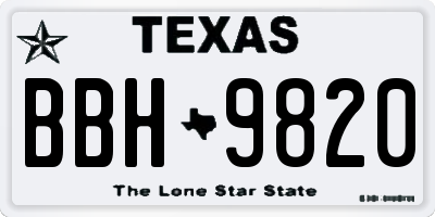 TX license plate BBH9820