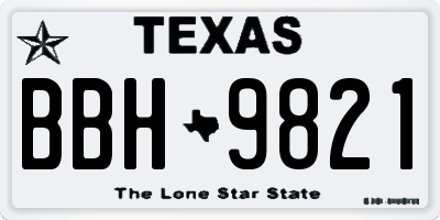 TX license plate BBH9821