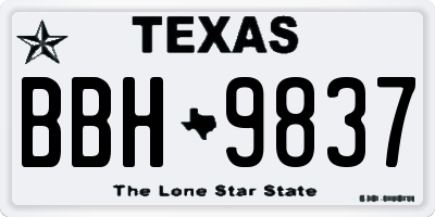 TX license plate BBH9837