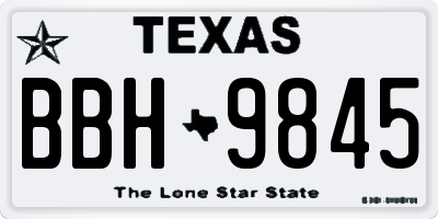 TX license plate BBH9845