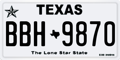 TX license plate BBH9870
