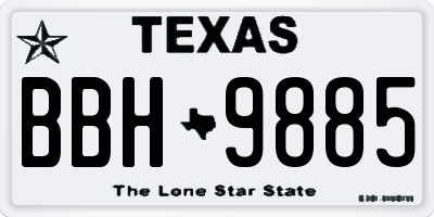 TX license plate BBH9885