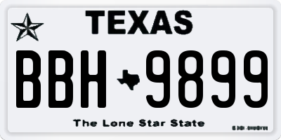 TX license plate BBH9899