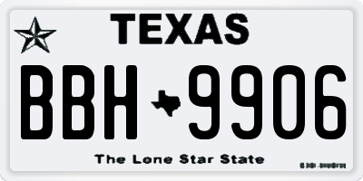 TX license plate BBH9906