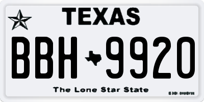 TX license plate BBH9920
