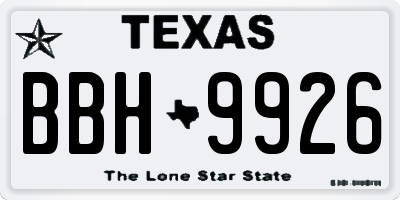 TX license plate BBH9926
