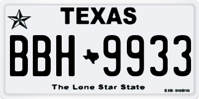 TX license plate BBH9933