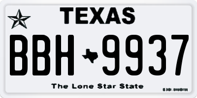 TX license plate BBH9937