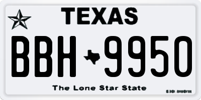 TX license plate BBH9950