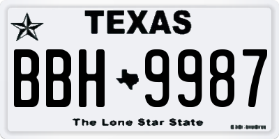 TX license plate BBH9987