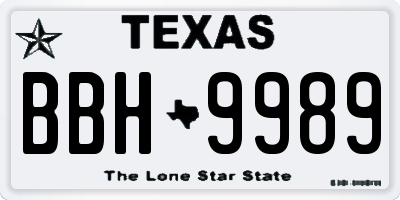 TX license plate BBH9989
