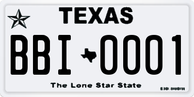 TX license plate BBI0001