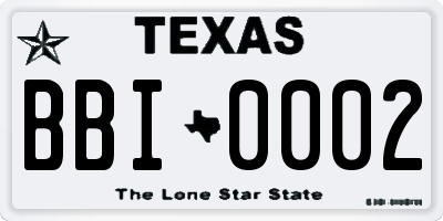 TX license plate BBI0002
