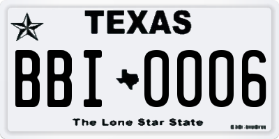 TX license plate BBI0006