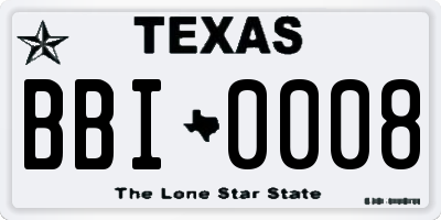 TX license plate BBI0008