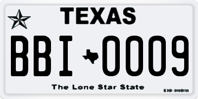 TX license plate BBI0009