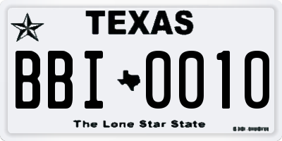 TX license plate BBI0010