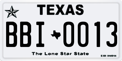 TX license plate BBI0013