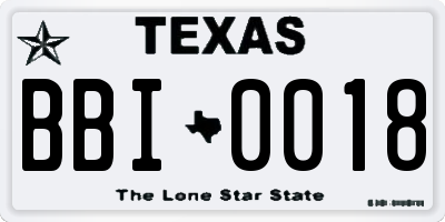 TX license plate BBI0018