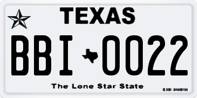 TX license plate BBI0022